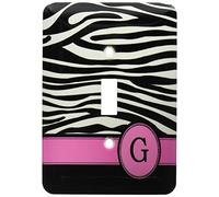 3dRose LLC lsp_154278_1 Letra G monogramada de rayas en blanco y negro con estampado de cebra con inicial, color rosa