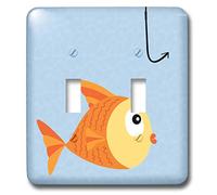 3dRose LLC lsp_20352_2 Gone Fishing Cute Fish and Hook Interruptor de palanca doble