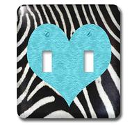 3dRose LLC lsp_20392_2 Punk Rockabilly Zebra Animal Stripe Blue Heart Print - Interruptor doble de palanca