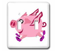 3dRose LLC. lsp_204423_2 Funny Pink Flying Pig Primitive Art - Interruptor de doble palanca, multicolor