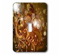 3dRose LLC. lsp_235694_1 Pretty Gold And Orange Florece con diseño brillante en verde - Interruptor de palanca único, multicolor