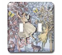 3dRose LLC. LSP_253162_2 B06X9ZJZXD Fairies Flying in The Forest-Double Interruptor de Palanca, Multicolor