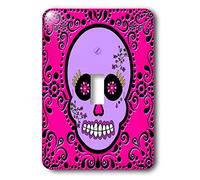 3dRose LLC lsp_28869_1 Day of the Dead Skull Dia De Los Muertos Sugar Skull Purple Pink Black Scroll Design - Interruptor de palanca individual