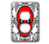 3dRose LLC lsp_28877_6 Day of The Dead Skull Dia De Los Metros Sugar Skull Red White Black Scroll Design 2 Plug Outlet Cover