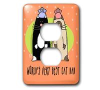 3dRose LLC lsp_33982_6 World S Best Cat Dad Cute Cartoon Kittens Animals 2 Plug Outlet Cover