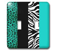 3dRose LLC lsp_35444_2 Aqua Blue Black and White Animal Print con leopardo y cebra - Interruptor de doble palanca