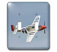 3dRose LLC LSP 97103 2 P51D Mustang Fighter Guerra segunda guerra mundial avión US50 bfr0014 Bernard Friel doble interruptor