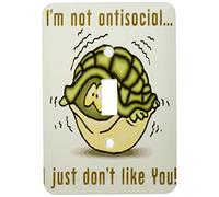 3dRose LSP_102626_1"Funny Not Anti-Social Just Don't Like You Hiding Turtle Attitude Humor interruptor de palanca único, multicolor