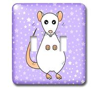 3dRose lsp_10803_2 - Interruptor de doble palanca con diseño de rata blanca y morada