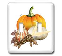 3dRose lsp_11640_2 Coloridas calabazas, maíz y hojas de otoño para celebrar la cosecha de otoño doble interruptor