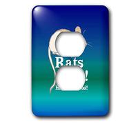 3dRose lsp_12397_6 Rats Rule! Blanco sobre BlueGreen 2 Plug Outlet Cover