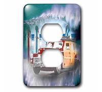 3dRose lsp_128843_6 Classic Woody Car y Big Wave fondo con Surfer Un gran amante del surf, cubierta de enchufe para enchufe