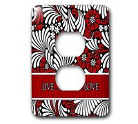 3dRose LSP_15444_6 Live Laugh Love in Red 2 Plug Outlet Cover
