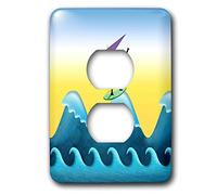 3dRose lsp_19941_6 Joe Surfer Hang Ten Riding High On The Big Surf Waves with Joe Surfer 2 Plug Outlet Cover