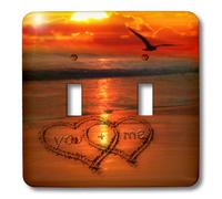 3dRose lsp_21793_2 You Plus Me Heart in The Sand - Cubierta para interruptor de luz