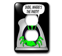 3dRose lsp_25031_6 Aliens and Ufos Alien Party 1 On Black 2 Plug Outlet Cover