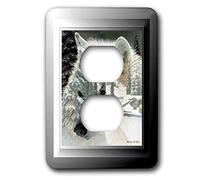 3dRose lsp_26660_6 Spirit Of The Wilderness - Cubierta para enchufes (2 enchufes), diseño de lobo blanco