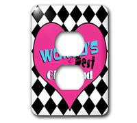 3dRose lsp_31250_6 Worlds Best Girlfriend 2 - Cubierta para enchufes