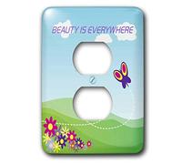 3dRose LSP_38298_6 Beauty is Everywhere Butterfly and Flowers 2 Plug Outlet Cover no aplicable