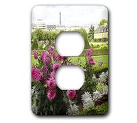 3dRose LSP_38306_6 Los impresionantes jardines cerca de Les inválidos en París siendo vigilados por la Torre Eiffel 2 enchufe cubierta