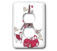 3dRose LSP_38410_6"Paris in Pink Cartoon 2 Plug Outlet Cover