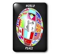 3dRose lsp_38913_1 Globo de la paz mundial con banderas de todos los países