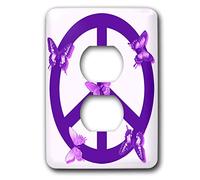 3dRose LSP_40232_6 Deep Purple Butterflies Signo de la paz-Inspirational Art 2 Plug Outlet Cover Cover