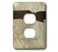3dRose lsp_40519_6 "Just Married, Tie the Knot, Gold" 2 enchufes de cubierta