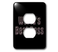 3dRose LSP_41821_6 Worlds Best Boss On Black Fondo 2 Plug Outlet Cover Cover