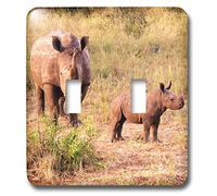 3dRose LSP_44775_2 Mama n Baby Rhinos in The Wild Interruptor de palanca