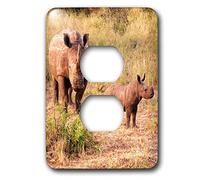3dRose LSP_44775_6 Mama N Baby Rhinos in The Wild Outlet Cubierta