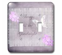 3dRose lsp_57256_2 Always Kiss Me Goodnight - Dichos románticos - Interruptor de doble palanca con diseño floral y mariposa