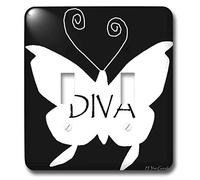 3dRose lsp_5899_2 "Diva Butterfly in White" - Interruptor de doble palanca multicolor
