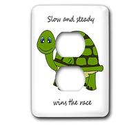 3dRose LSP_6106_6 Slow and Steady gana The Race Green Turtle 2 Plug Outlet Cover Multicolor