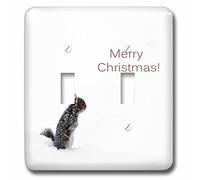 3dRose LSP_62740_2 "Little Squirrel On A Winters Day, Merry Christmas interruptor de doble palanca