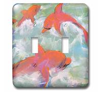 3dRose lsp_66374_2 Neón Dolphins, nadando en mares ásperos interruptor de doble palanca