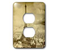 3dRose LSP_6795_6 "Torre Eiffel París Francia 1889 Sepia Tone 2 Plug Outlet, Multicolor