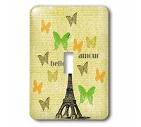 3dRose LSP_79084_1"Belle Amour Paris Torre Eiffel Vintage mariposas Interruptor individual