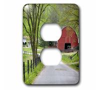 3dRose LSP_93372_6 Granero rojo y casa rural cerca de Berlín, Ohio-US36 DFR0019-David R. Frazier 2 enchufe cubierta multicolor