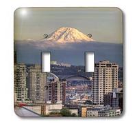 3dRose LSP 96389 _ 2 WA, Seattle, Mount Rainier de Kerry Park US48 jwi3558 Jamie & Judy Wild doble interruptor
