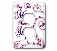 3dRose May The Music Never Stop In Pink and Blue 2 Tapas de Enchufe, Multicolor