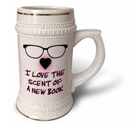 3dRose Nerd-I Love The Scent of a New Book - Taza Stein, 18 oz (STN_223285_1), Blanco