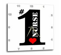 3dRose Number Nurse-Big Numeral One with Red Heart Reloj de Pared, Rojo, 15" x 15"