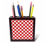 3dRose ph_215822_1 - Soporte para bolígrafos, diseño de cuadrados contemporáneos, 12,7 cm, color rojo y blanco