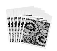 3dRose Sassy - Impresión de encaje en blanco y negro perfecto para fiestas de soltera o lencería, tarjetas de felicitación, 6 x 6 pulgadas, juego de 6 (gc_26419_1)