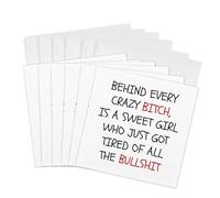 3dRose Tarjetas de felicitación: detrás de cada loco hay una chica dulce que está cansada de, 6 x 6 pulgadas, juego de 6 (gc_265847_1)