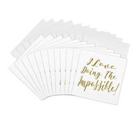 3dRose Tarjetas de felicitación - I Love Doing The Impossible - Cita motivacional - 6 por 6 pulgadas, juego de 12 (gc_296985_2)