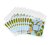 3dRose Tarjetas de felicitación - Inicial G- American Arts and Crafts Style Ginkgo Monogram Design - 6 por 6 pulgadas, juego de 12 (gc_299657_2)