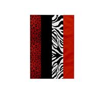 3dRose Toalla con Estampado Animal Rojo, Negro, Naranja y Blanco, Leopardo y Cebra, poliéster/algodón, Blanco, 15 x 22 Pulgadas