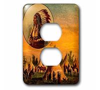 3dRose Vintage Illustration of Native American from a Magic Lantern Slide. Tapón de Salida de Enchufe, Multicolor